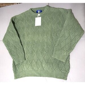 Aelfric Eden Sweater XL Twist Cable Knit Weave Solid Green New Oversize Fit Soft